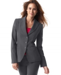 Keep it simple and smart in T Tahari's three-button fitted blazer. Keep it simple and smart in T Tahari's three-button fitted blazer.