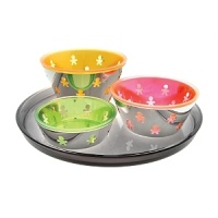 Who doesn't love hors d'oeuvres, especially when they're served in such a wonderful setting? Alessi Mini Girot Hors-D'Oeuvre three piece set in polished mirror stainless steel and thermoplastic resin. Who doesn't love hors d'oeuvres, especially when they're served in such a wonderful setting? Alessi Mini Girot Hors-D'Oeuvre three piece set in polished mirror stainless steel and thermoplastic resin.