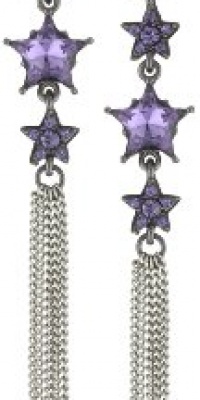 Betsey Johnson Iconic Celestial Crystal Heart And Tassel Linear Earrings Betsey Johnson Iconic Celestial Crystal Heart And Tassel Linear Earrings