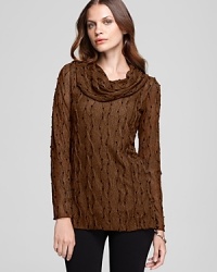 Lined with a seamless lockstitched shapewear tank to slim the figure, this textured Miraclebody by Miraclesuit tunic flaunts a slinky cowl neck for effortless elegance. Lined with a seamless lockstitched shapewear tank to slim the figure, this textured Miraclebody by Miraclesuit tunic flaunts a slinky cowl neck for effortless elegance.