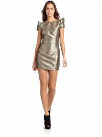 THE LOOKAllover textured metallic constructionStructured shouldersDeep V-backBack zip with hook-and-eye closureTHE FITAbout 30 from shoulder to hemTHE MATERIALPolyester/metallic threadsFully linedCARE & ORIGINDry cleanImportedModel shown is 5'9 (175cm) wearing US size Small.This item was originally available for purchase at Saks Fifth Avenue OFF 5TH stores 