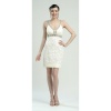 Sue Wong Womens Size 2 Ivory Beaded Sleeveless Cocktail Dress