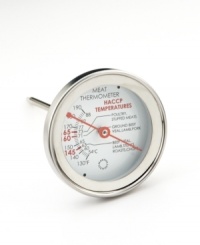 Is the meat cooked just right? Does it need more time? You'll never have to play this guessing game again with this meat thermometer. The precision dial displays the meat's exact temperature for luscious steaks and chops cooked to perfection. Limited lifetime warranty. Is the meat cooked just right? Does it need more time? You'll never have to play this guessing game again with this meat thermometer. The precision dial displays the meat's exact temperature for luscious steaks and chops cooked to perfection. Limited lifetime warranty.
