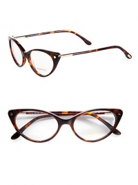 A retro-inspired acetate design with chic metal accented temples. Available in havana or black. Metal accented templesMade in Italy Please note: Non-prescriptive lens. A retro-inspired acetate design with chic metal accented temples. Available in havana or black. Metal accented templesMade in Italy Please note: Non-prescriptive lens.