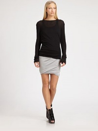 Whisper-soft modal and wool tee with subtle ribbing and dropped shoulders. BoatneckDropped shouldersLong sleevesLonger length hits below hipsModal/woolDry cleanImportedSIZE & FITModel shown is 5'10 (177cm) wearing US size Small. Whisper-soft modal and wool tee with subtle ribbing and dropped shoulders. BoatneckDropped shouldersLong sleevesLonger length hits below hipsModal/woolDry cleanImportedSIZE & FITModel shown is 5'10 (177cm) wearing US size Small.