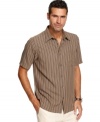 Stripes add a subtle statement to your style with this button-down shirt from Via Europa.