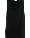 Pure DKNY Black Cotton Draped Neck Tank Dress X-Petite