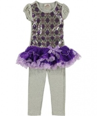 Beautees Preppy Chic 2-Piece Outfit (Sizes 4 - 6X) - purple/gray, 6 Beautees Preppy Chic 2-Piece Outfit (Sizes 4 - 6X) - purple/gray, 6