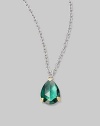 From the La Petite Collection. A vibrant green quartz teardrop pendant on a simple sterling silver chain.Green quartz 18K gold Sterling silver Length, about 17 Lobster clasp closure Imported 