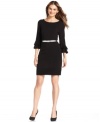 NY Collection gives this sweater dress a feminine finishing touch with a tiered ruffle at the cuffs.