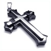 Men's Black & Silver Stainless Steel Faith Cross Pendant Necklace