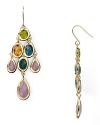 Crafted of gold plate and accented by a cascade of colored stones, this pair of chandelier earrings from Carolee will add the label's much adored glamor to every look.