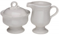 Mikasa French Countryside White Stoneware Sugar and Creamer Set Mikasa French Countryside White Stoneware Sugar and Creamer Set