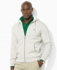 A classic-fitting full-zip hoodie in soft-washed cotton fleece is smooth on one side with a soft, fuzzy interior. A classic-fitting full-zip hoodie in soft-washed cotton fleece is smooth on one side with a soft, fuzzy interior.