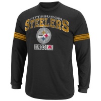 NFL Mens Pittsburgh Steelers Victory Pride IV Black/Ath Gray Heather Long Sleeve Crew Neck Colorblked Tee NFL Mens Pittsburgh Steelers Victory Pride IV Black/Ath Gray Heather Long Sleeve Crew Neck Colorblked Tee