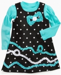 Pretty party style. This shirt and jumper set from Nannette complements her sweet looks. Pretty party style. This shirt and jumper set from Nannette complements her sweet looks.