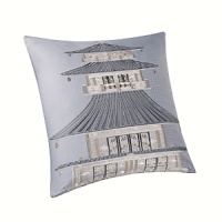 Inspired by an embroidered silk textile from Natori's archives, this decorative pillow is embroidered with a beautifully detailed temple. Inspired by an embroidered silk textile from Natori's archives, this decorative pillow is embroidered with a beautifully detailed temple.