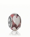 Artful and elegant heart motifs light up your bracelet in bright murano glass. Logo-engraved sterling silver trim displays the PANDORA signature.