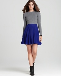A classic Cut25 sweater dress, updated for fall with trend-on color blocked details and playful pleats, arrives right on course for chillier weather in a lush wool blend. A classic Cut25 sweater dress, updated for fall with trend-on color blocked details and playful pleats, arrives right on course for chillier weather in a lush wool blend.