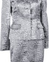 Anne Klein Women's Poetry Metallic Skirt Suit 4 Platinum