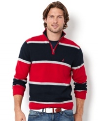 Keep your everyday look in line with this striped shirt from Nautica. Keep your everyday look in line with this striped shirt from Nautica.