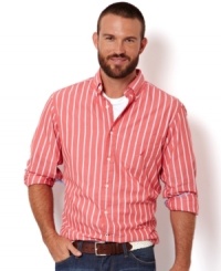 Ready to look sharp in long sleeves? Test out the ultra sleek lines of this striped shirt from Nautica. Ready to look sharp in long sleeves? Test out the ultra sleek lines of this striped shirt from Nautica.