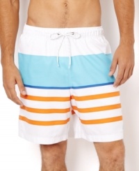 Bright colors make these Nautica shorts pop with cool sunny style. Bright colors make these Nautica shorts pop with cool sunny style.