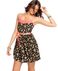 A tutti-frutti print brings on the fun while a ribbon belt keeps things girlish on this super sweet, a-line frock from American Rag! A tutti-frutti print brings on the fun while a ribbon belt keeps things girlish on this super sweet, a-line frock from American Rag!