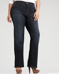 Edgy nailhead-embellished pockets and a contoured bootcut silhouette lend statement style to this pair of Not Your Daughter's Jeans denim. Edgy nailhead-embellished pockets and a contoured bootcut silhouette lend statement style to this pair of Not Your Daughter's Jeans denim.