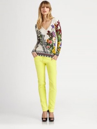 An abstracted paisley pattern enhanced with ethereal florals decorates this silk knit pullover.Rib-knit V-neck, cuffs and hemLong sleevesSilk/elastaneDry cleanMade in Italy of imported fabricSIZE & FITModel shown is 5'10 (177cm) wearing US size 4. An abstracted paisley pattern enhanced with ethereal florals decorates this silk knit pullover.Rib-knit V-neck, cuffs and hemLong sleevesSilk/elastaneDry cleanMade in Italy of imported fabricSIZE & FITModel shown is 5'10 (177cm) wearing US size 4.