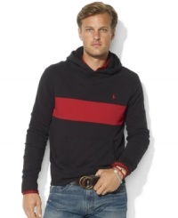 The perfect mix of style and comfort, a relaxed-fitting hoodie is constructed from a soft cotton blend and adorned with a classic stripe and Ralph Lauren's embroidered pony at the chest. The perfect mix of style and comfort, a relaxed-fitting hoodie is constructed from a soft cotton blend and adorned with a classic stripe and Ralph Lauren's embroidered pony at the chest.