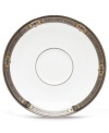 For nearly 150 years, Lenox has been renowned throughout the world as a premier designer and manufacturer of fine china. The Vintage Jewel pattern from Lenox's dinnerware and dishes collection evokes a more gracious era, combining pure white bone china with a dark, richly patterned band of muted gold, taupe, charcoal, and black, and accented with subtle touches of cobalt blue.