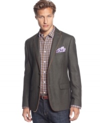 Contrast piping adds a modern edge to this classic blazer from Tallia Orange. Contrast piping adds a modern edge to this classic blazer from Tallia Orange.