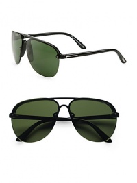 EXCLUSIVELY AT SAKS. Semi-rimless aviators crafted in lightweight acetate. Available in black with green lenses.AcetateSide temple detail100% UV ProtectionMade in Italy