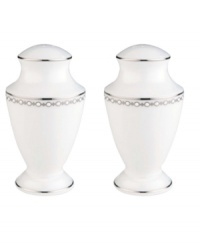 Designed to mimic a strand of lustrous pearls. With imitation pearl accents and platinum rims on fine bone china. Designed to mimic a strand of lustrous pearls. With imitation pearl accents and platinum rims on fine bone china.