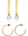 Juicy Couture Earrings Solitaire Charmy Hoops w Crystal Solitaire Charm (Gold)