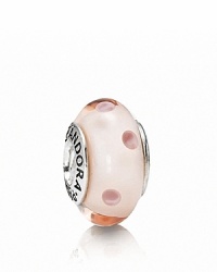 A whimsical murano glass charm with a playful polka dot pattern. Logo-engraved sterling silver trim displays the PANDORA signature.