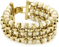 Carolee 40th Anniversary Gold-Tone and White Pearl Woven Flex Bracelet Carolee 40th Anniversary Gold-Tone and White Pearl Woven Flex Bracelet