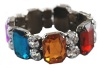 Beautiful Bright Multi-Colored Chunky Stretch Bracelet with Crystal Accents
