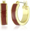 Anne Klein Union Square Gold-Tone Red Enamel Hoop Earrings