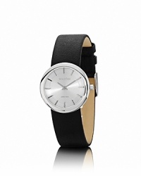 A chic, elegant PANDORA watch with a black leather strap and stainless steel bezel. The signature black diamond crown completes the piece. A chic, elegant PANDORA watch with a black leather strap and stainless steel bezel. The signature black diamond crown completes the piece.