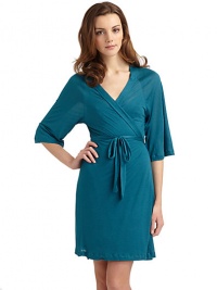 THE LOOKV-neck¾ sleevesTie-frontSemi-sheer designTHE FITAbout 37½ from shoulder to hemTHE MATERIAL90% micromodal/10% cashmereCARE & ORIGINHand washMade in Italy THE LOOKV-neck¾ sleevesTie-frontSemi-sheer designTHE FITAbout 37½ from shoulder to hemTHE MATERIAL90% micromodal/10% cashmereCARE & ORIGINHand washMade in Italy