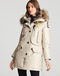 Parajumpers' down coat provides serious protection against the elements. Industrial details, fur trim and a slim fit makes is as stylish as it is cozy. Parajumpers' down coat provides serious protection against the elements. Industrial details, fur trim and a slim fit makes is as stylish as it is cozy.
