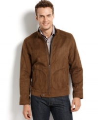 Get luxe looks and practical function from this microsuede bomber jacket by Tasso Elba. Get luxe looks and practical function from this microsuede bomber jacket by Tasso Elba.