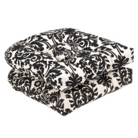 Pillow Perfect Outdoor Black/Beige Damask Wicker Seat Cushions, 19-Inch Length, 2-Pack Pillow Perfect Outdoor Black/Beige Damask Wicker Seat Cushions, 19-Inch Length, 2-Pack