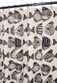 Park B. Smith Fish School Watershed Shower Curtain, Natural/Black Park B. Smith Fish School Watershed Shower Curtain, Natural/Black