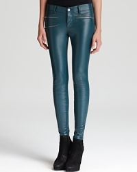 In an icy wash punctuated by edgy zippers, these Parker faux leather pants boast downtown cool. In an icy wash punctuated by edgy zippers, these Parker faux leather pants boast downtown cool.