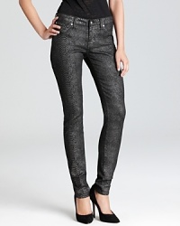 A shining snake print is exotic and exciting on these skinny Aqua jeans, perfect for a night of club-going with the girls. Rock them till dawn with your highest stilettos and a statement bag. A shining snake print is exotic and exciting on these skinny Aqua jeans, perfect for a night of club-going with the girls. Rock them till dawn with your highest stilettos and a statement bag.