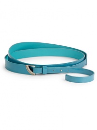 THE LOOKShiny patent leatherMetal buckle with embossed signatureAdjustable stud closureTHE MEASUREMENTBelt, about 1¼ wideTHE MATERIALPatent leatherCARE & ORIGINMade in Italy THE LOOKShiny patent leatherMetal buckle with embossed signatureAdjustable stud closureTHE MEASUREMENTBelt, about 1¼ wideTHE MATERIALPatent leatherCARE & ORIGINMade in Italy