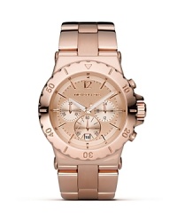 MICHAEL Michael Kors is right on time with the rose gold-plated chronograph. Featuring a three eye design, round dial and bracelet strap. MICHAEL Michael Kors is right on time with the rose gold-plated chronograph. Featuring a three eye design, round dial and bracelet strap.